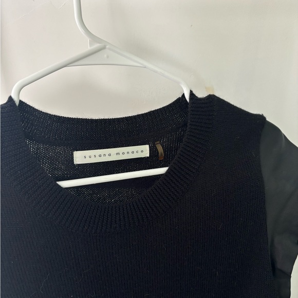 Susana Monaco Merino Wool and Lambskin Leather Dress - Picture 4 of 5